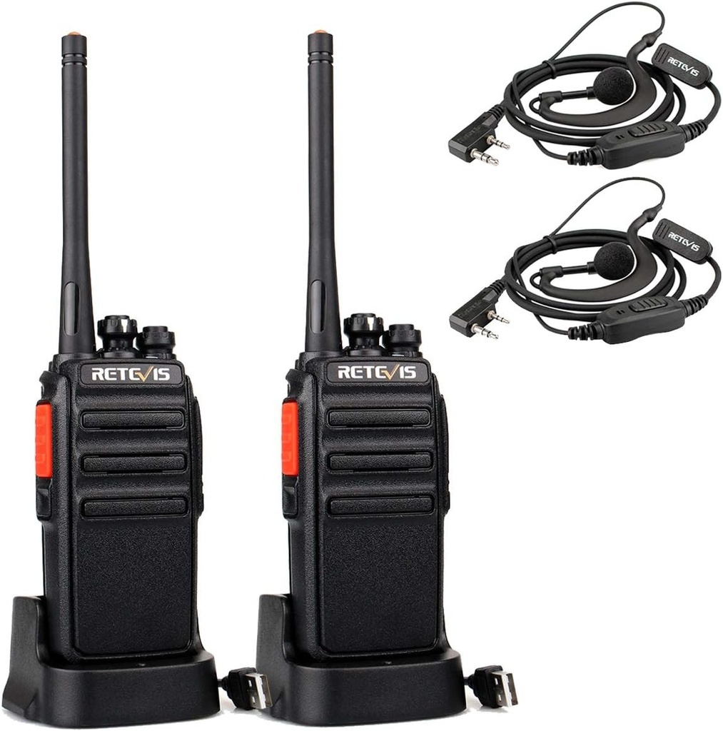 Retevis RT24V Radio walkie-talkie Freenet Radiouri 149MHz fără licență 6 canale 500 mW VOX Izolator de zgomot USB Încărcător walkie-talkie cu căști (1 pereche, negru)