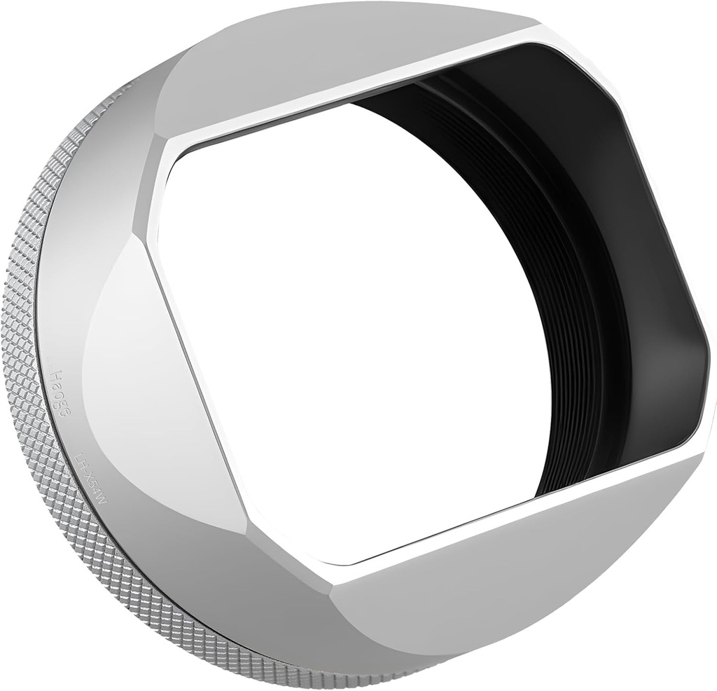 Parasolar metalic pătrat Haoge LH-X54W cu inel adaptor de 49 mm pentru Fujifilm X100VI Fuji X-100VI, argintiu