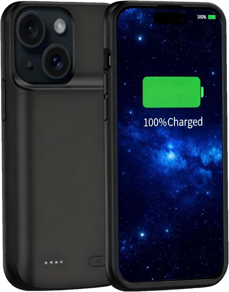Carcasă cu baterie pentru iPhone 13/13 Pro/14, 13800 mAh, ultra-subțire, portabilă, cu încărcare extinsă pentru iPhone 13/13 Pro/14 (6,1 inci) - Negru