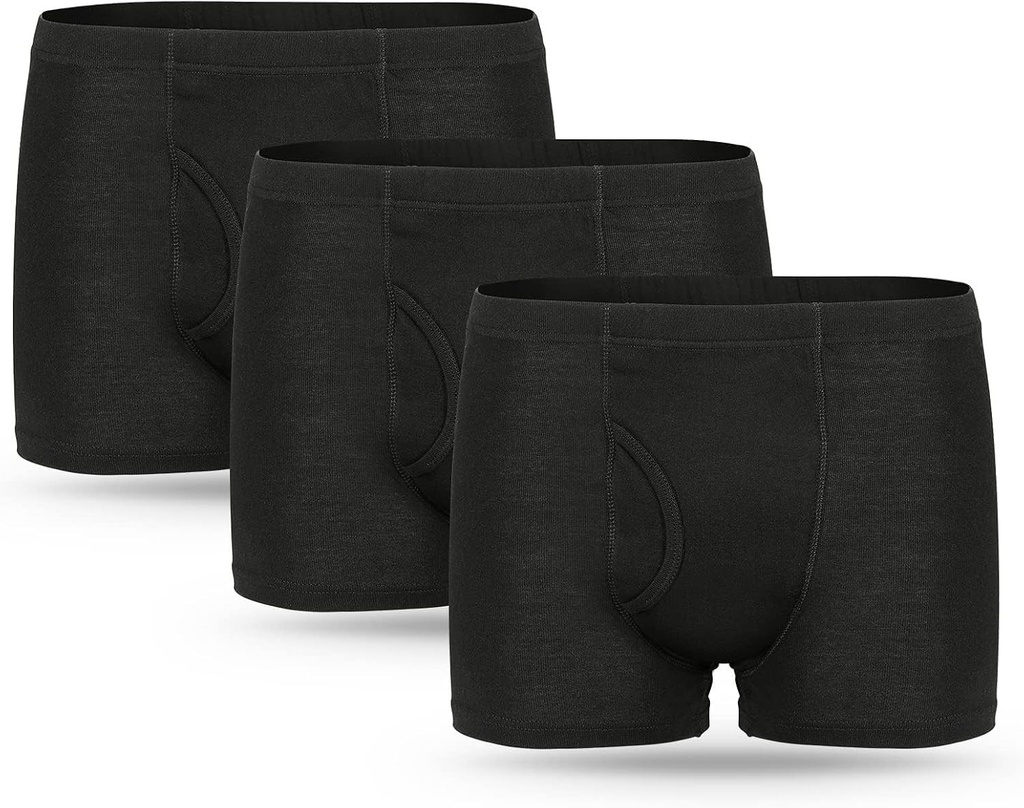 FAMI HELPER 3 bucăți pantaloni de incontinență pentru bărbați, boxeri pentru incontinență, cu tampon absorbant, volum de urină 300 ml, bumbac, lavabili, reutilizabili, impermeabili, negri, mărimea 2XL