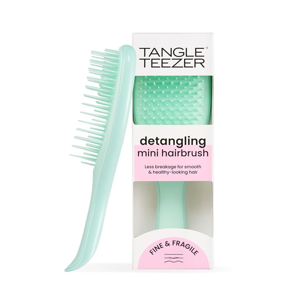 Tangle Teezer Mini Ultimate Detangler Fine and Fragile - Mini perie de descurcare pentru păr fin și fragil - Ideală pentru păr uscat și ud - Perfectă pentru copii și călătorii - Jade