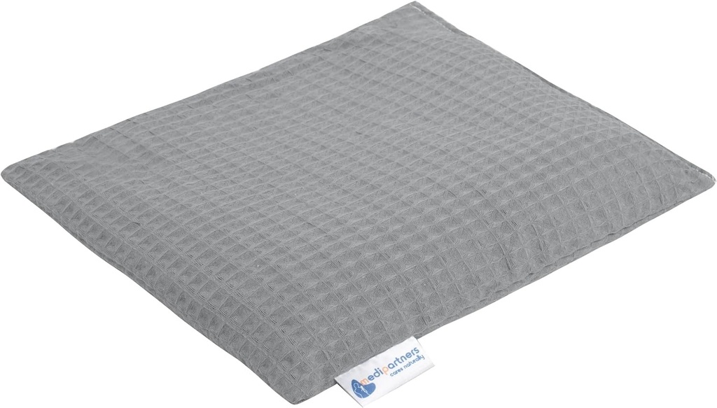 Pernă termică mare cu sâmburi de cireș Medi Partners, 500 g, dreptunghiulară, 20x25 cm, naturală, 100% bumbac, terapie prin masaj cu căldură și rece (gri)
