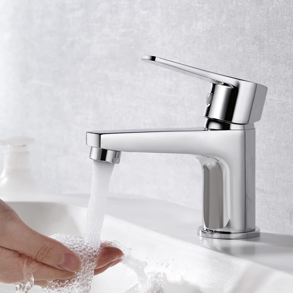 Ibergrif M11057 Baterii pentru lavoar baie, Baterii chiuvetă, alamă cromată, cu furtunuri standard UK