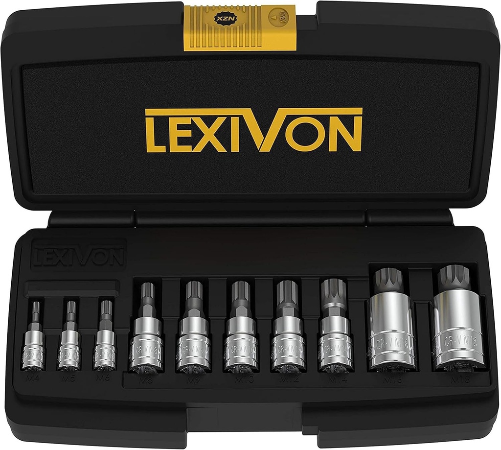 Set chei tubulare cu canelură pătrată triplă LEXIVON XZN, 10 piese (LX-145)