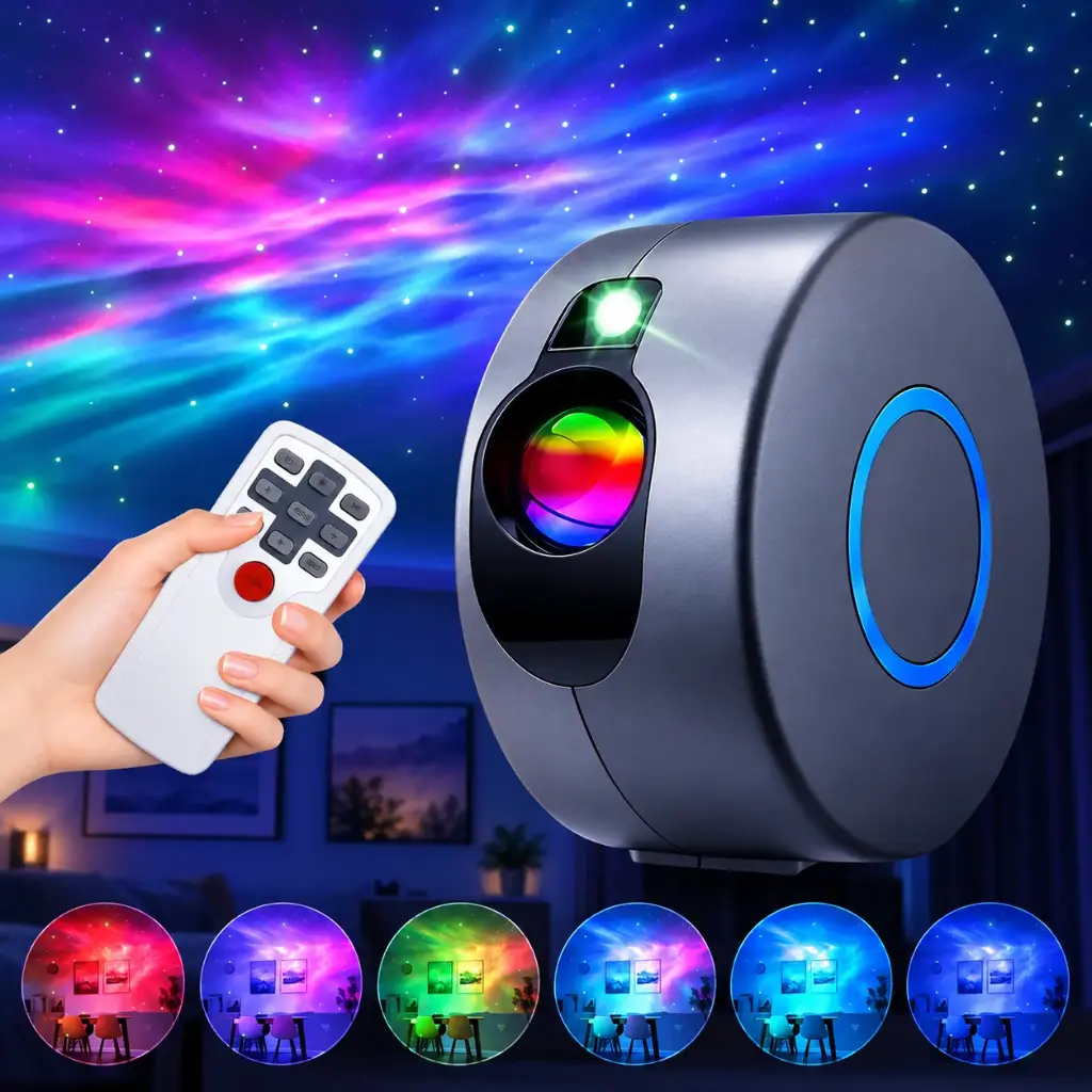 Proiector cu cer înstelat LED, lumină de noapte laser, telecomandă, atmosferă galaxie, lampă cu lumină stelară, dormitor, cameră pentru copii, cadou pentru copii, petrecere