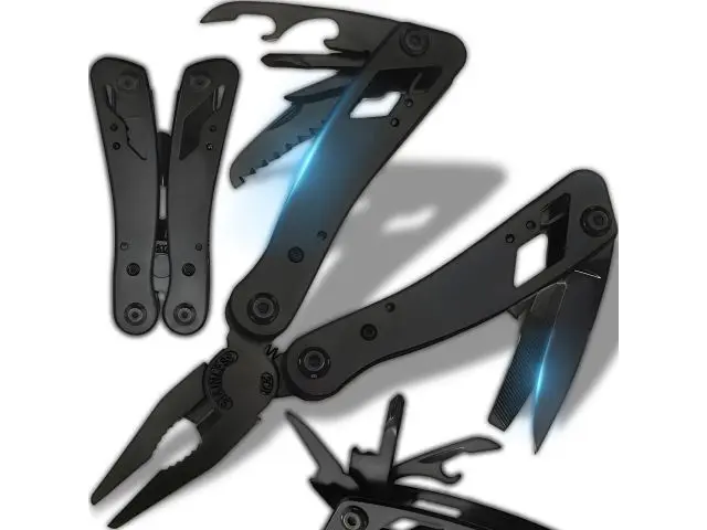 Multitool 11 în 1, instrument multifuncțional de 10,5 cm, clești, fierăstrău, cuțit, deschizător de cutii de carton, pilă, clește pentru sârmă, deschizător de sticle și conserve, șurubelniță