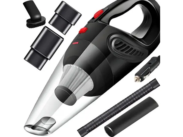 Aspirator portabil de mână pentru mașină, 120 W, aspirator auto, aspirator compact și puternic, de uscat, cu forță mare de aspirare, accesorii pentru spații înguste, 12 V, pentru autoturisme, negru