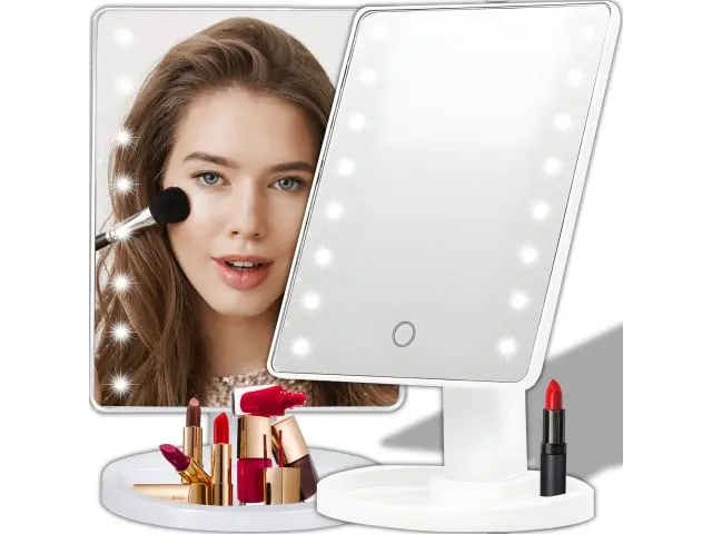 Oglindă cosmetică pentru machiaj cu lumină LED, oglindă de masă iluminată, oglindă cosmetică cu iluminare