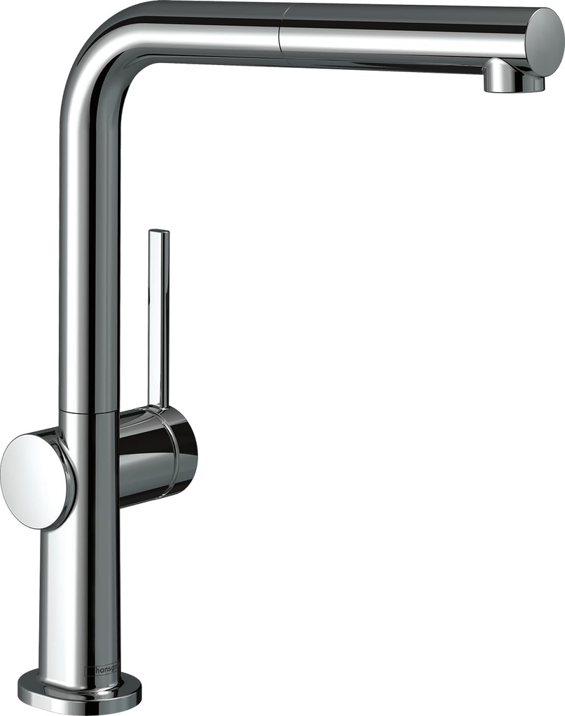 hansgrohe Talis M54 - Baterie bucătărie de joasă presiune cu pulverizator extractibil, baterie bucătărie pentru încălzitoare de apă sub chiuvetă, baterie bucătărie cu înălțimea gurii de scurgere 270 mm, baterie mixer bucătărie rotativă, cromat, 72860000