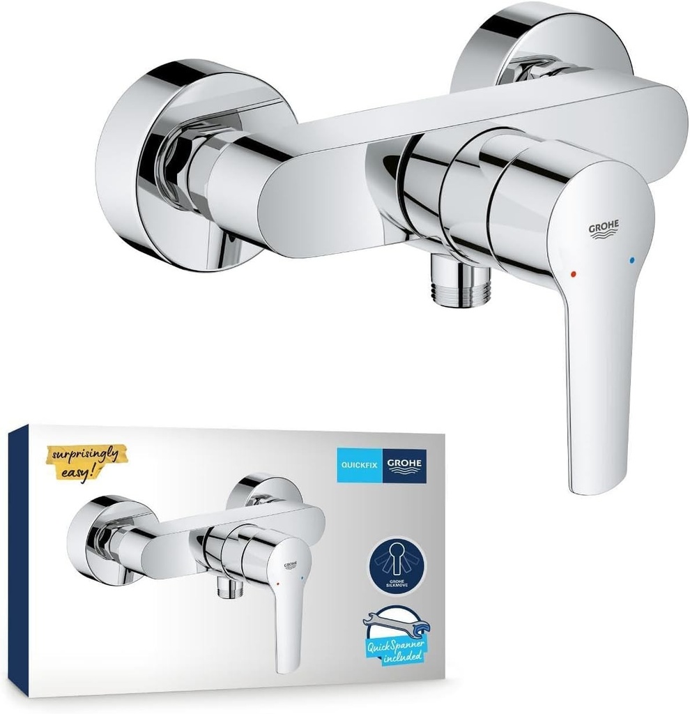 GROHE Start, baterie duș expusă, cu unealtă (baterie duș, sigură intrinsec împotriva refluxului, baterie duș cu manetă metalică, suprafață durabilă), cromat, 24208002