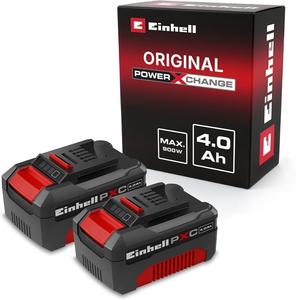 Pachet dublu de baterii litiu-ion Einhell Power X-Change 18V, 4.0Ah - 2 baterii de 4.0Ah compatibile universal cu toate sculele electrice și mașinile de grădină Einhell PXC