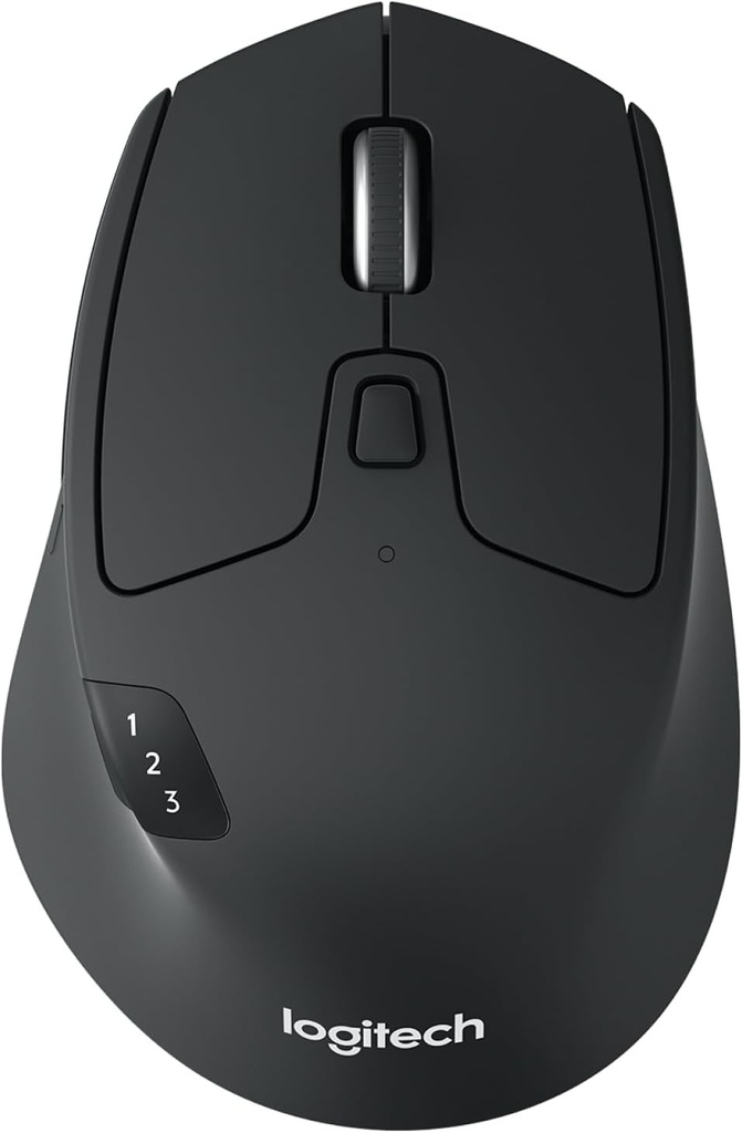 Mouse fara fir Logitech M720 Triathlon pentru mai multe dispozitive, Bluetooth, receptor unificat USB, 1000 DPI, 6 butoane, 2 ani de viata a bateriei, compatibil cu laptop, PC, Mac, iPadOS - gri