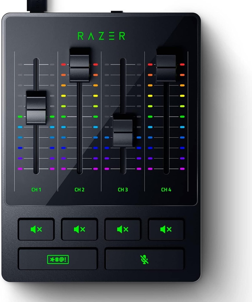 Razer Audio Mixer: Mixer „All in One” pentru streaming/emisie – Design cu 4 canale – Preamplificator XLR – Setări vocale și procesare audio integrate – Conectivitate USB – Plug & Play – Chroma RGB