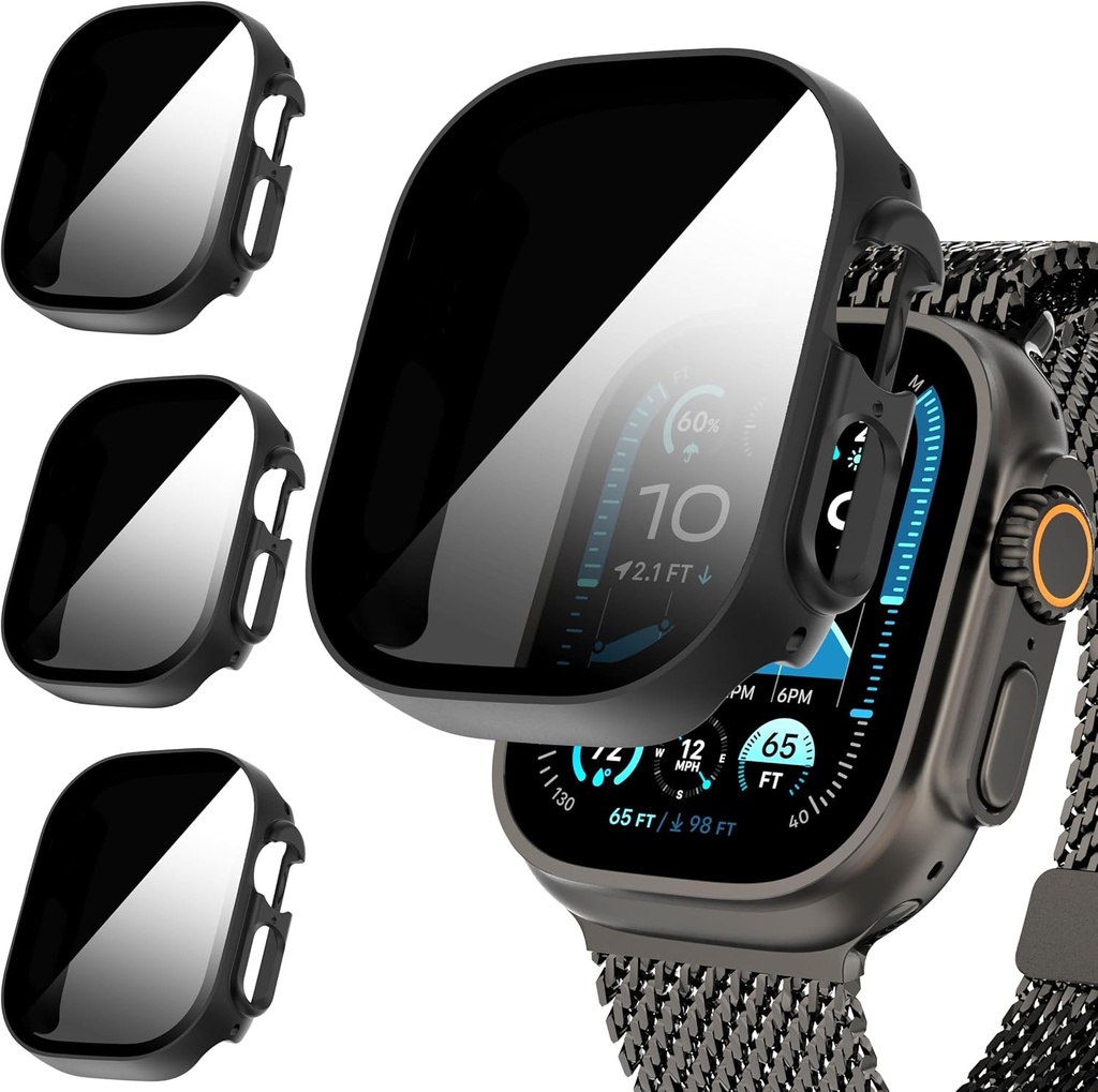 Pachet de 3 huse de protecție pentru ecran Apple Watch Ultra 4/3/2/1 49 mm, [anti-vibrații], ultra-subțire, din sticlă securizată, pentru iWatch Ultra 49 mm 4/3/2/1