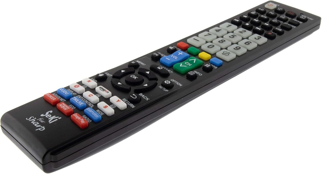 Telecomanda SeKi potrivita pentru Sharp - Functioneaza cu 99% din toate dispozitivele Sharp (TV, Smart TV, DVD, LED TV si 4K), cu functie suplimentara de invatare 