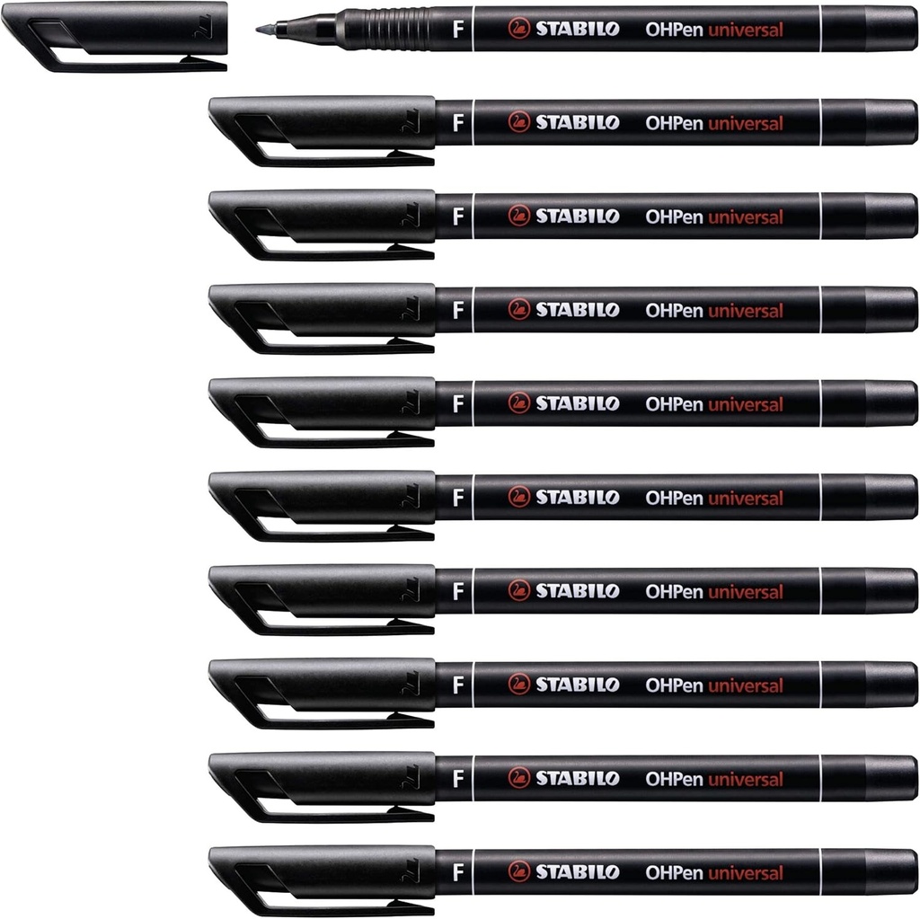 STABILO - Marcator - OHPen universal - permanent fin - pachet de 10 - negru 