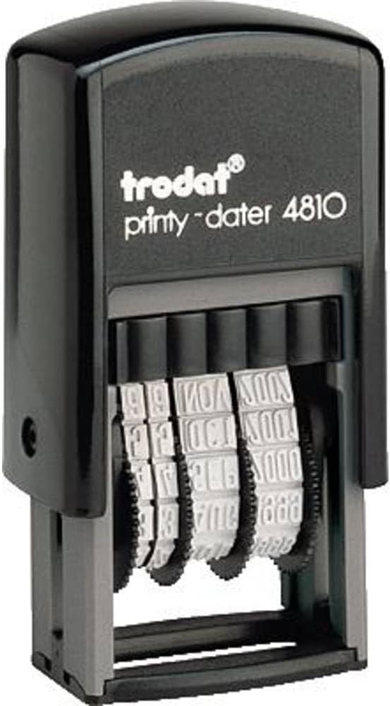 Ștampilă de dată Trodat Printy 4810, lună în litere, 3,8 mm, germană, culoare imprimare neagră, 20 x 4 mm