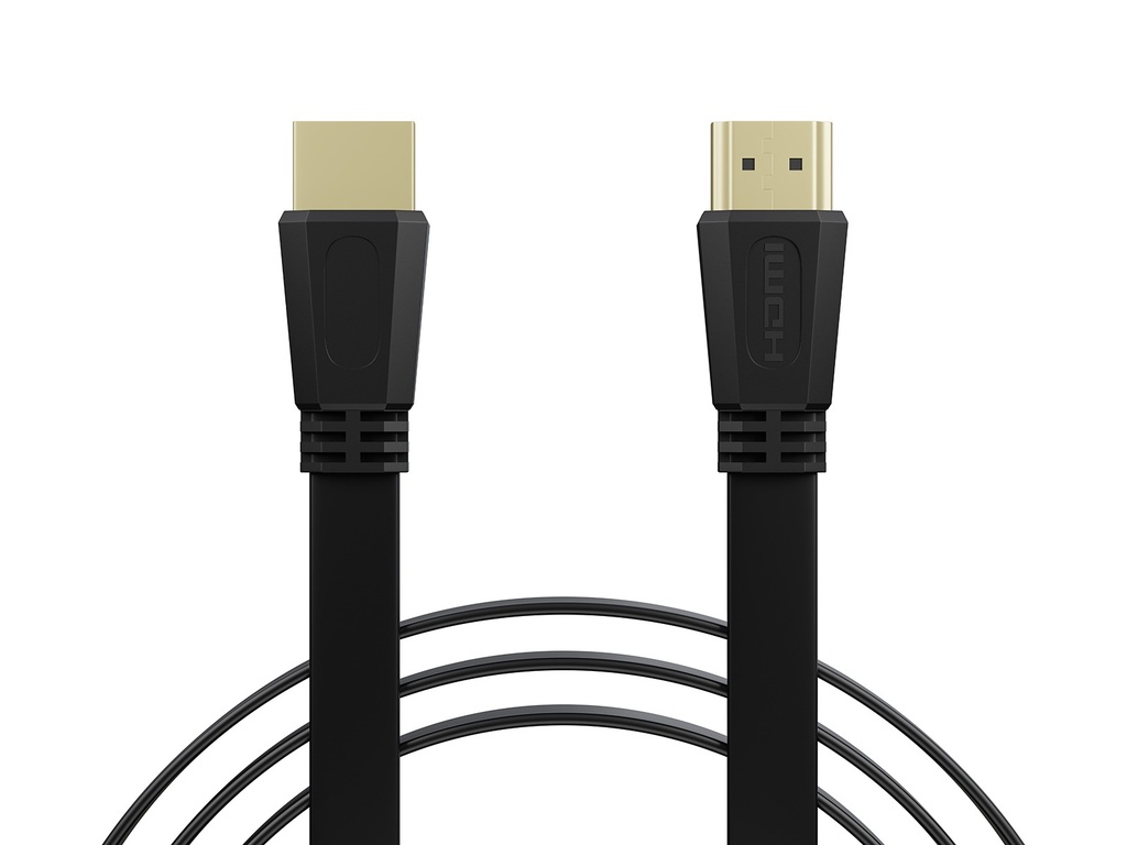 Cablu HDMI - HDMI Classic plat Slim 3 m, HDMI 2.0, 4K 60 Hz, 18 Gbps, mufe placate cu aur, negru