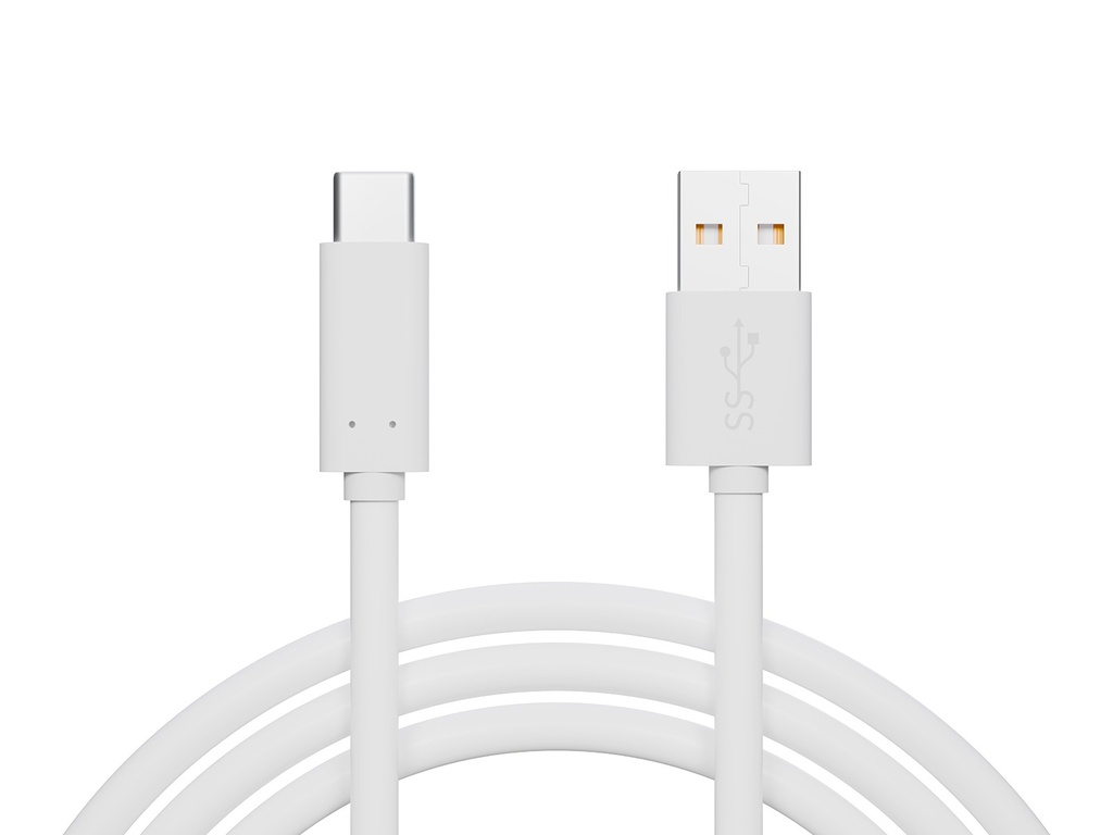 Cablu USB 3.0 A – USB-C Blow 1,5 m, alb, încărcare și transfer de date, mufe ranforsate