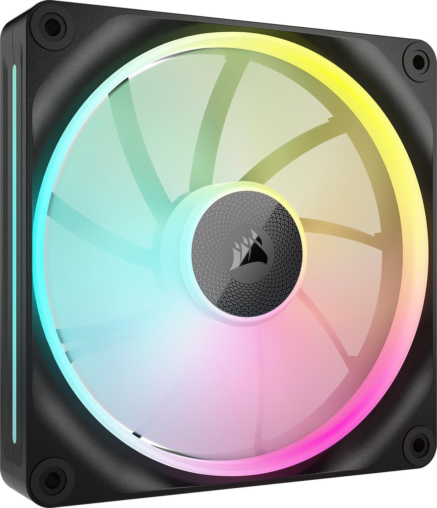Pachet unic de ventilator CORSAIR iCUE LINK LX140 RGB 140 mm PWM – Bucle duble de lumină – Necesită hub de sistem iCUE LINK (se vinde separat) – Tehnologia CORSAIR AirGuide – Negru