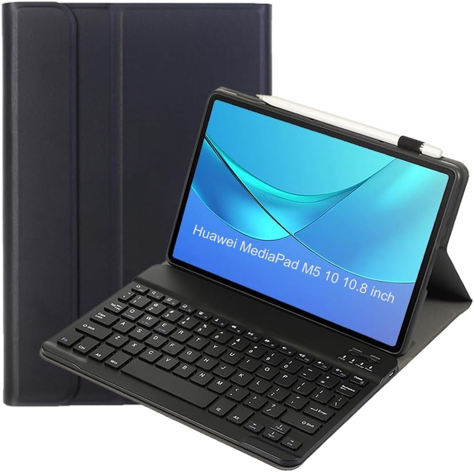 Husa cu tastatura leleyo pentru Huawei MediaPad M5 10,8 inchi (25,6 cm), tastatura QWERTY magnetica detasabila pentru Huawei MediaPad M5 10,8 inchi (negru)