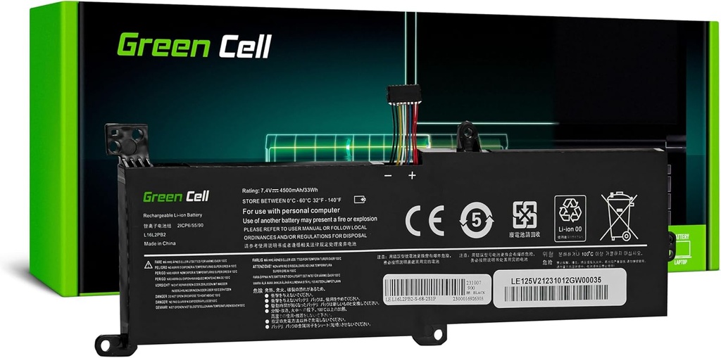 Green Cell L16C2PB2 L16M2PB1 Baterie pentru Lenovo IdeaPad 3 3-15ADA05 3-15IIL05 320-15IAP 320-15IKB 320-15ISK 330-15AST Portatile (4500mAh 7.4V Nero)
