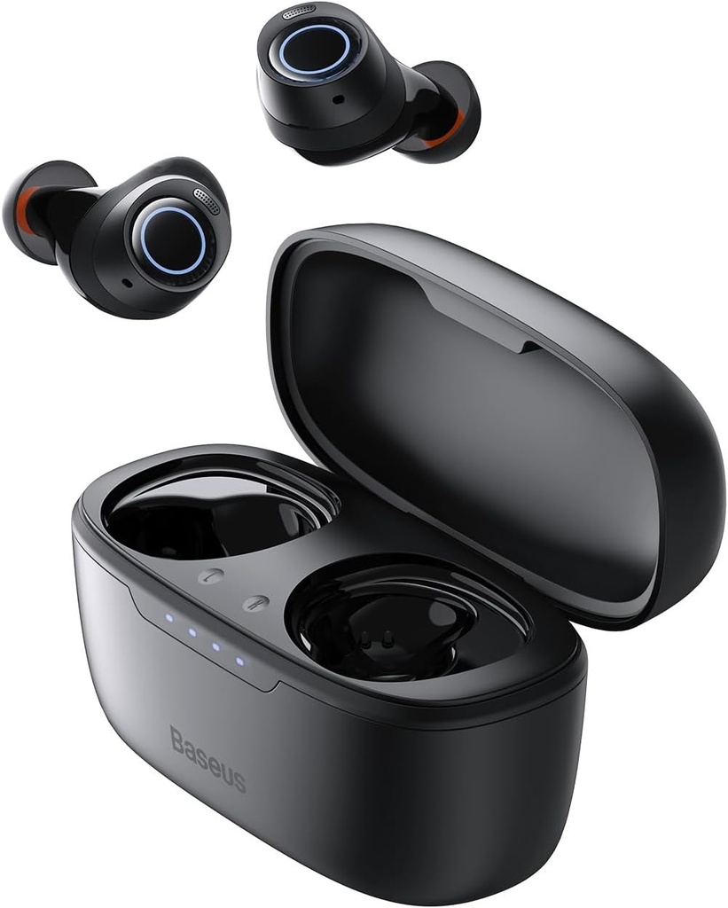 Căști Bluetooth Baseus cu anulare activă hibridă a zgomotului de -48 dB, 140 de ore de redare, impermeabil IPX6, 4 microfoane ENC, latență scăzută de 0,038 s, căști Bluetooth 5.3 - Bowie MA10