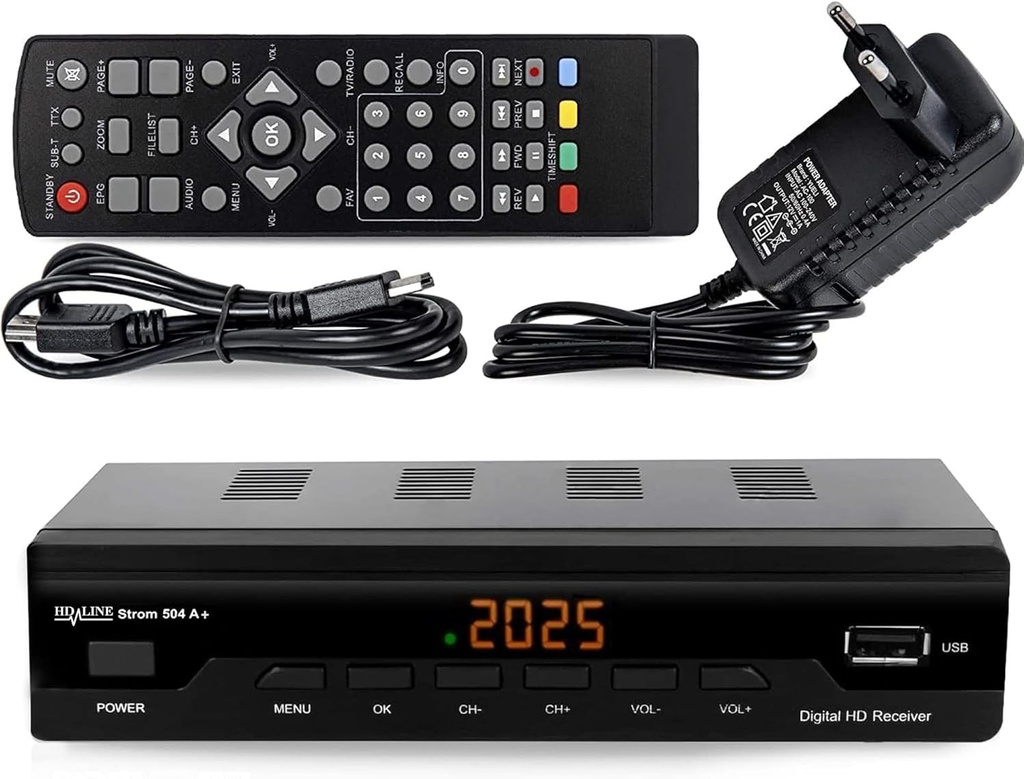 Strom 504 A+ Decodor TNT Full HD -DVB-T2 - Compatibil HEVC264 - (HDMI, SCART, USB, Digital Plus) Negru