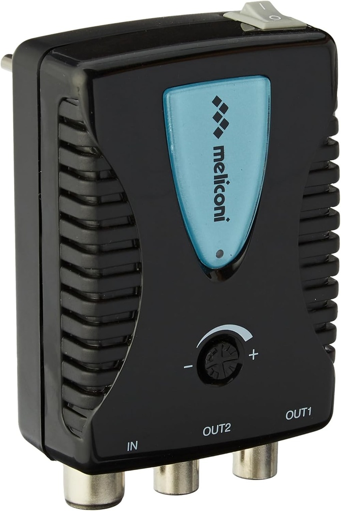 Meliconi AMP200, amplificator antena TV, amplificator de semnal digital pentru interior cu 2 cai, sursa de alimentare directa 220 V, filtru LTE