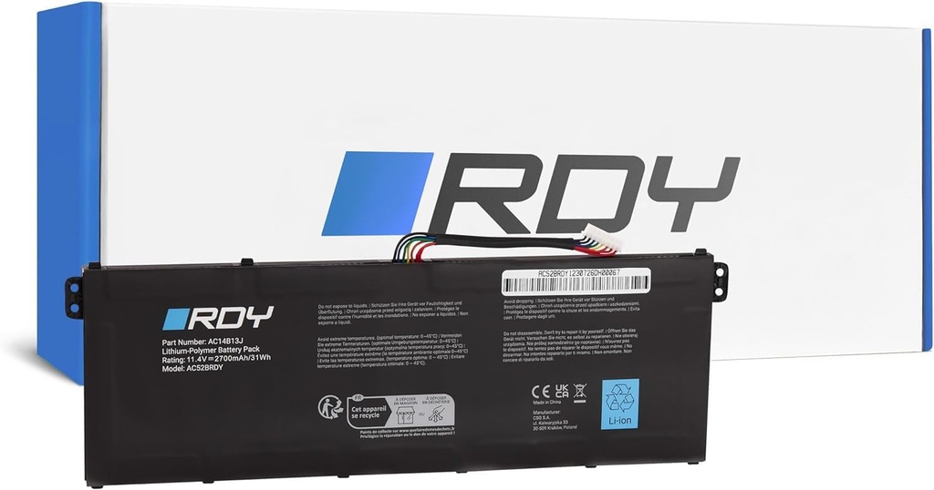 Baterie RDY pentru laptop AC14B13J AC14B18J AC14B13K AC14B18K pentru Acer Aspire E 11 ES1-111M ES1-131 ES1-111M-C9LS 13 ES1-331 ES1-111M-C9LS 13 ES1-331M-ESCUL-531-531-53 ES1-531-C030 (capacitate: 2700 mAh 11,4 V)