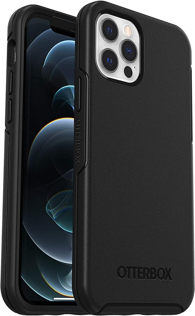 Husa OtterBox Symmetry pentru iPhone 12 / iPhone 12 Pro, husa subtire de protectie rezistenta la cadere, testata de calitate militara 3X, protectie antimicrobiana, neagra