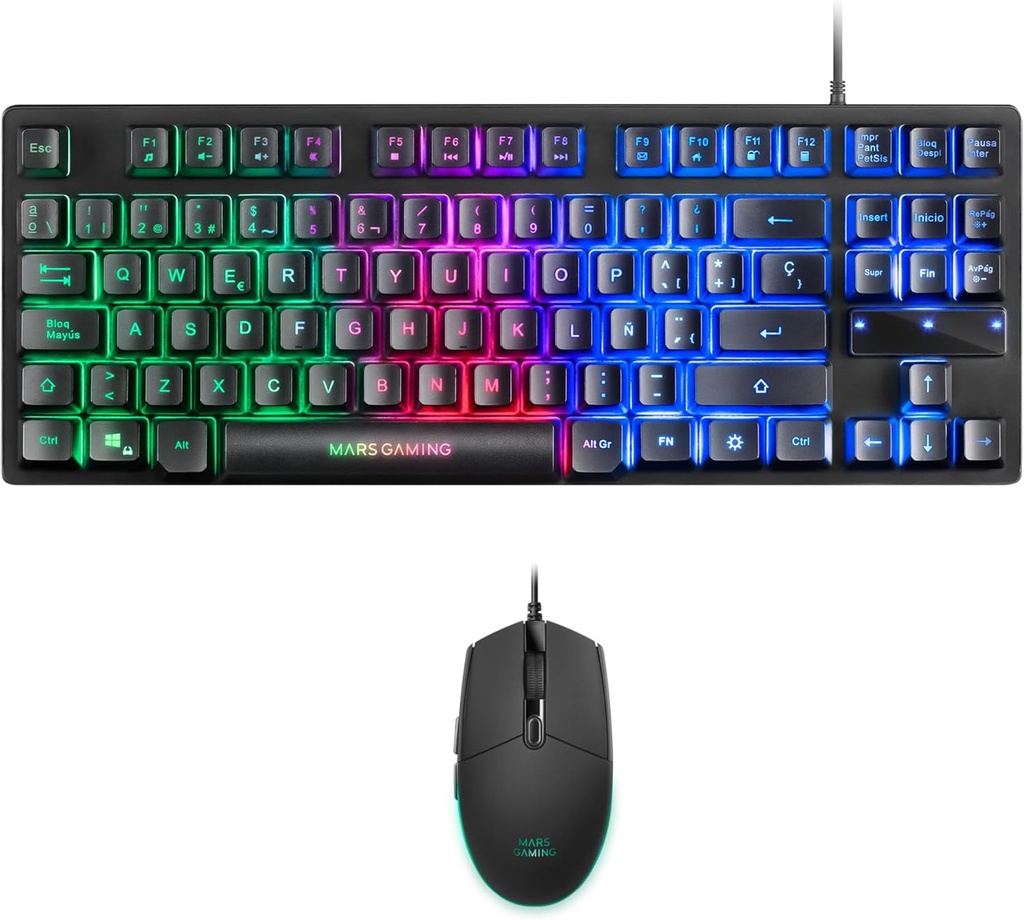 Mars Gaming MCPTKLES, RGB Combo Keyboard & Mouse 3200DPI, TKL Design, limba spaniolă