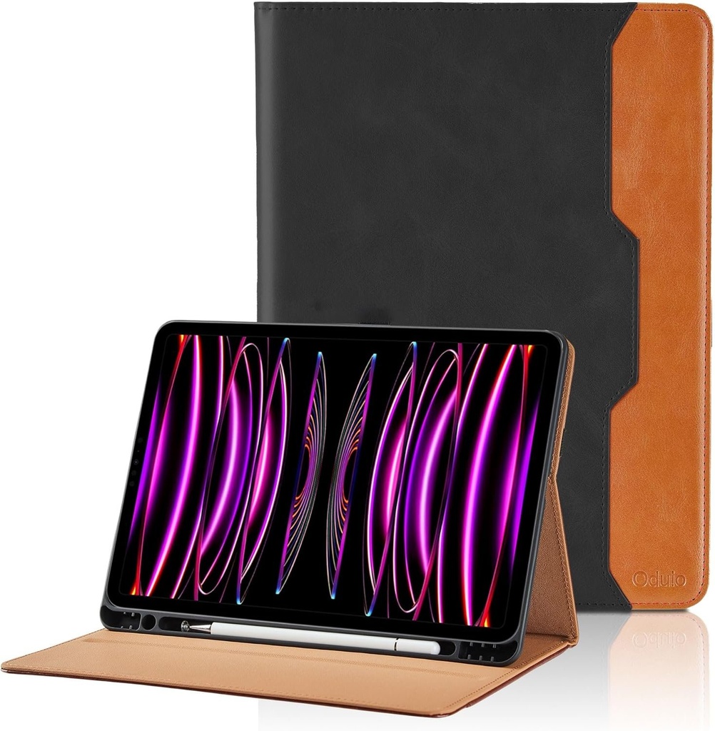 Husa pentru iPad Air 11 inch M2 2024/ iPad Pro 11 inch 2022/2021/ 2020 (4/3/ 2/1 Gen)/iPad Air 5/4 10,9 inch, husa de protectie din piele PU cu buzunar si suport pentru stilou, functie Auto Sleep/Wake - Negru