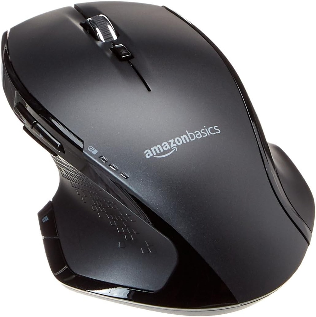 Mouse ergonomic USB fara fir de dimensiune completa Amazon Basics cu derulare rapida, negru