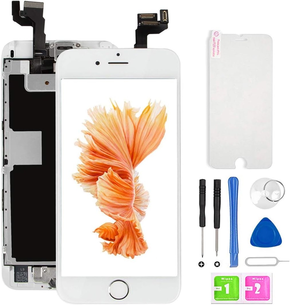 Ecran LCD iPhone 6s Sticlă tactilă completă pe cadru pentru iPhone 6s Alb 4,7 inchi cu instrumente Buton de pornire Căști internă Cameră frontală Toate asamblate