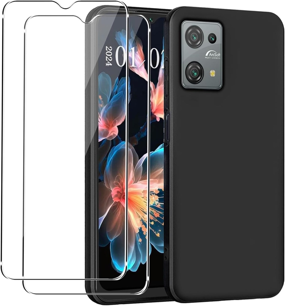 Husa MEMELOKA pentru OSCAL C30/OSCAL C30 Pro cu 2 bucati de sticla securizata, husa de protectie moale TPU ultra subtire cu design complet mat [anti-zgarieturi si anti-alunecare], negru