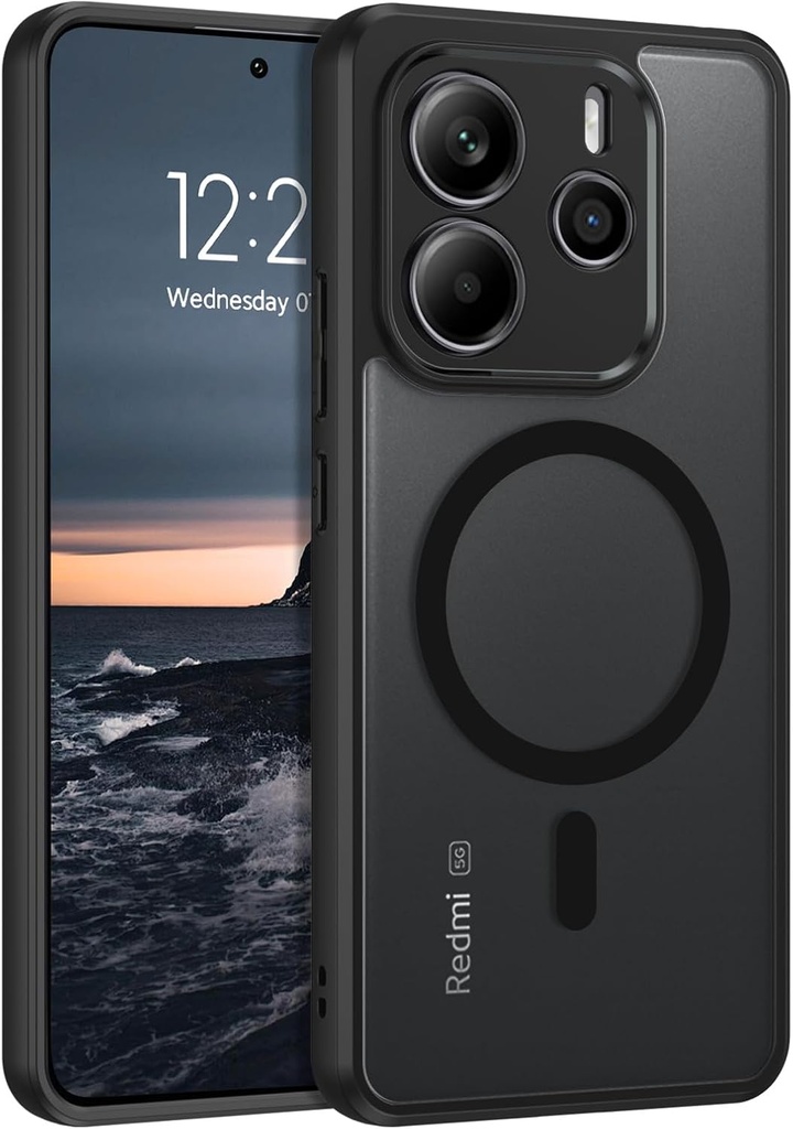 Husa YINLAI pentru Xiaomi Redmi Note 14 compatibila cu MagSafe, Redmi Note 14 Husa magnetica translucida mata rezistenta la socuri, rezistenta la zgarieturi Husa de protectie pentru Xiaomi Redmi Note 14 5G 6.67", negru