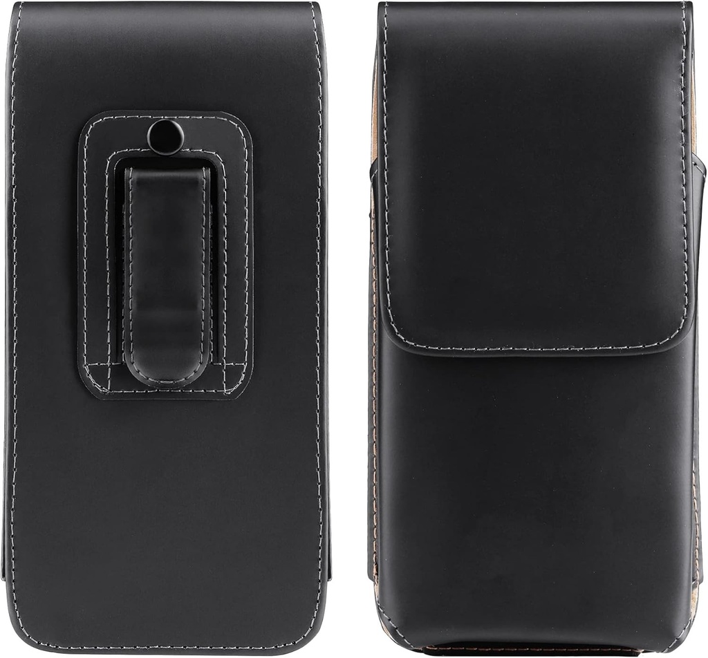 kwmobile Husa pentru curea pentru telefoane mobile cu clema pentru curea - 17,2 x 8 cm Husa pentru curea din piele artificiala cu bucla neagra