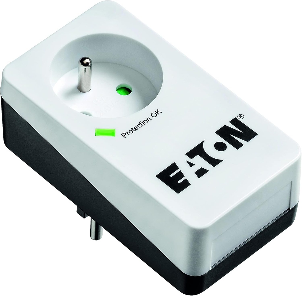 Bandă de alimentare/protector de supratensiune Eaton - Cutie de protecție Eaton 1 FR - PB1F - 1 priză FR - Alb și negru