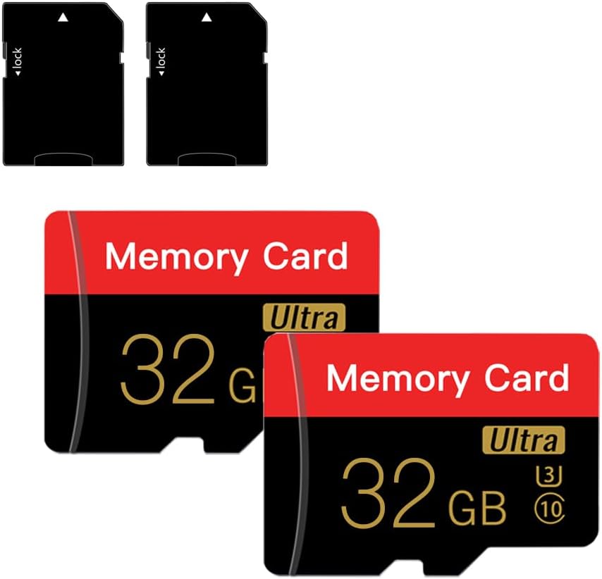 2 pachete de carduri Micro SD de 32 GB cu adaptoare SD pentru stocare de mare viteză, potrivite pentru tablete, camere și drone (Red Balk 32 GB)