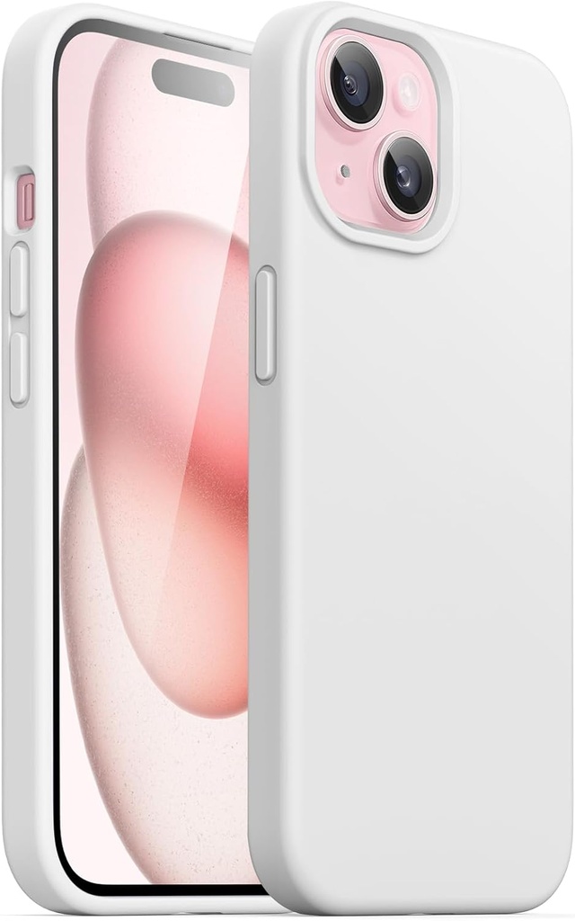 Husă din silicon JETech pentru iPhone 15 de 6,1 inci, protecție completă la atingere moale, husă rezistentă la șocuri (albă)
