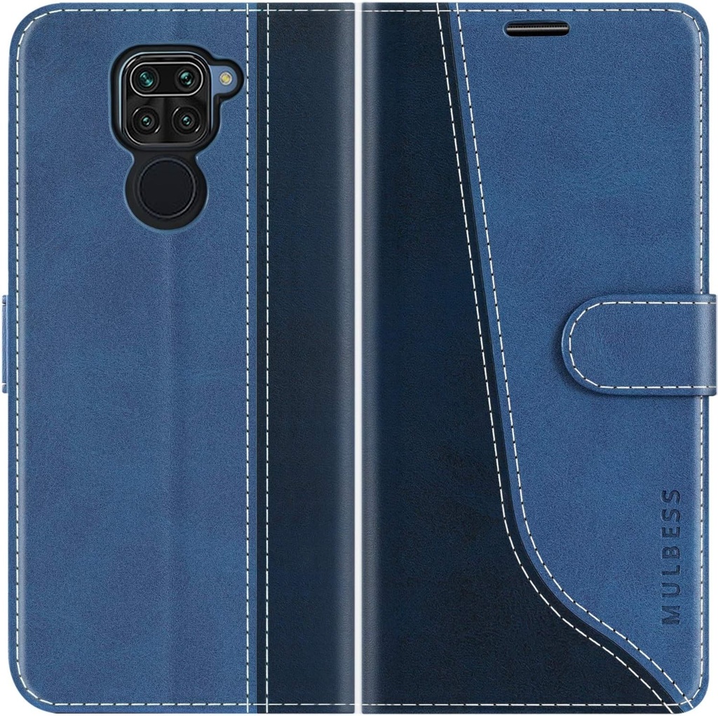 Husa Mulbess pentru Xiaomi Redmi Note 9, husa cu rabat, husa din piele, husa de protectie portofel, diamant elegant albastru