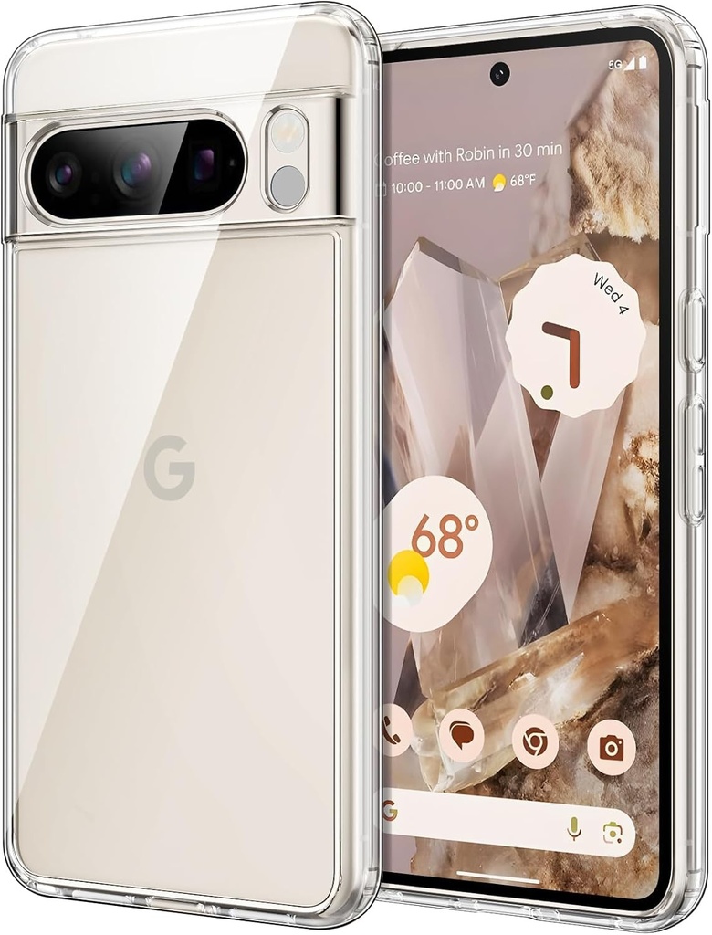 Husa JETech pentru Google Pixel 8 Pro 6,7 inchi 2023, husa de protectie anti-ingalbenire si rezistenta la socuri, husa anti-zgarieturi din spate dur pentru computer (clara)