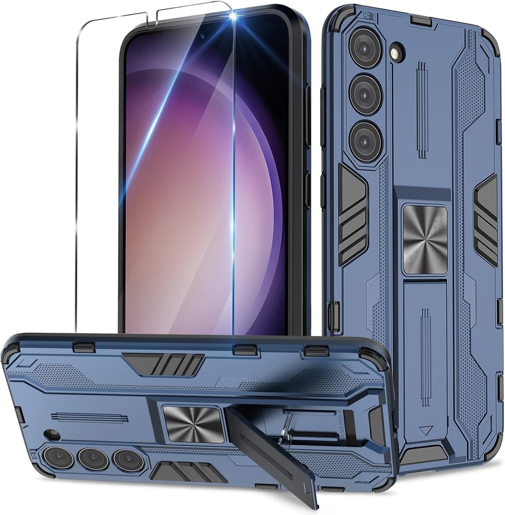 Husa Btstring pentru Samsung Galaxy S23 Plus cu sticla securizata, husa de calitate militara rezistenta la socuri, cu suport anti-zgarieturi, compatibila cu suport magnetic pentru masina - albastru