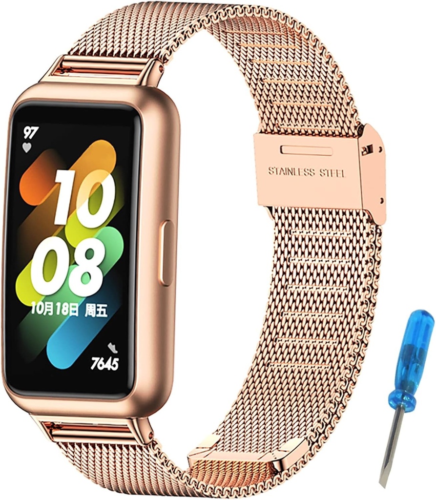 MIJOBS Curea metalica pentru Huawei Band 7 Curea de schimb din otel inoxidabil Bratari metalice Bratara pentru barbati Femei Curea de ceas de schimb Huawei Band 7