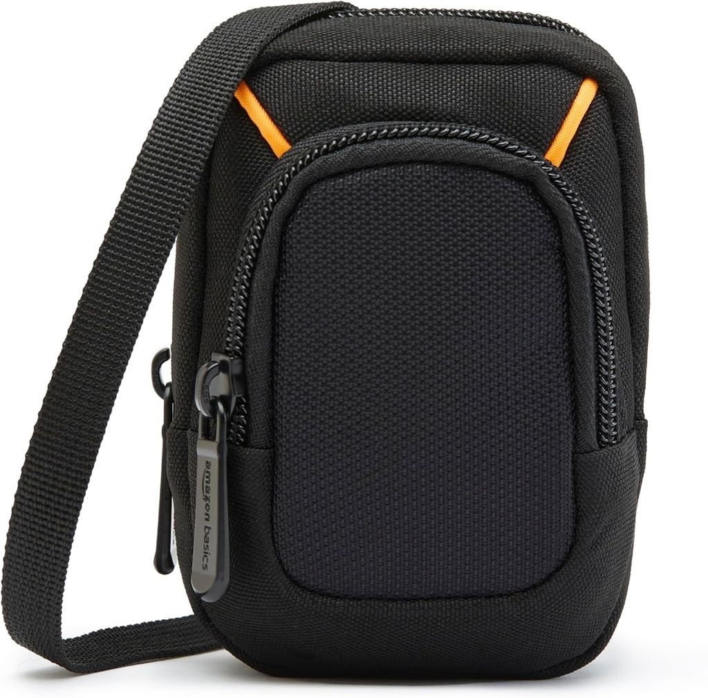 Carcasa pentru camera digitala compacta medie Amazon Basics cu captuseala interna pentru camere de 4 x 2,4 x 1 inch, neagra, solida, foarte mica