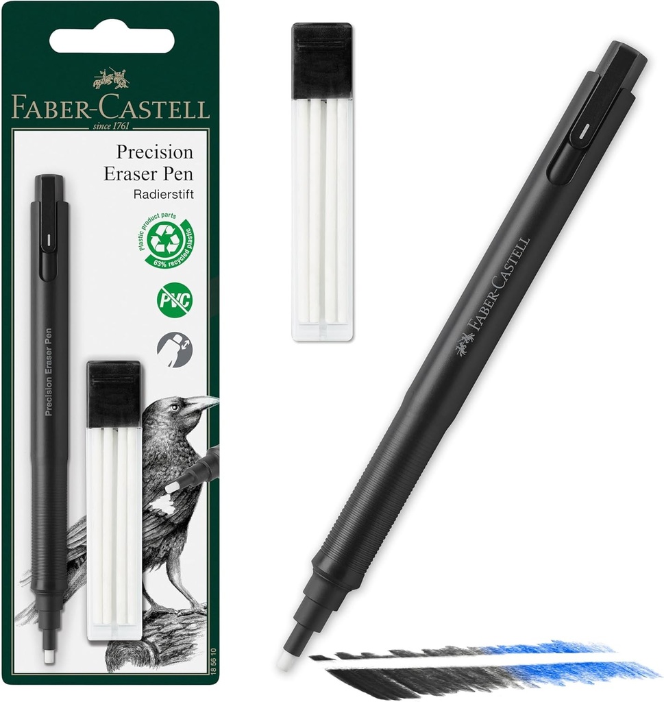 FABER-CASTELL 185610 - Sticla de sters de precizie, inclusiv radiera de reincarcare, pentru profesionisti si artisti hobby