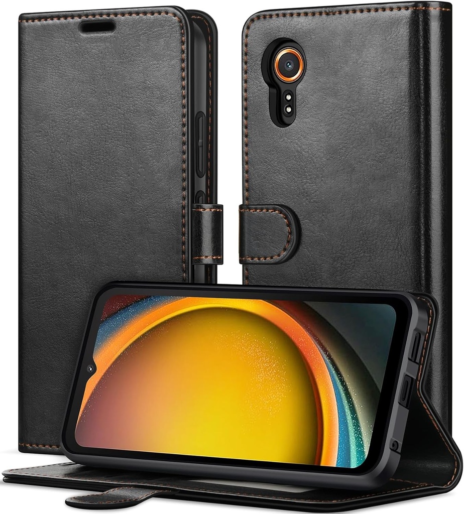 ivoler Husa pentru telefon pentru Samsung Galaxy Xcover 7 / Xcover7, Husa cu blocare RFID Husa pliabila din piele PU premium Husa de protectie antisoc Husa magnetica cu clapeta cu slot pentru card si functie de suport - negru