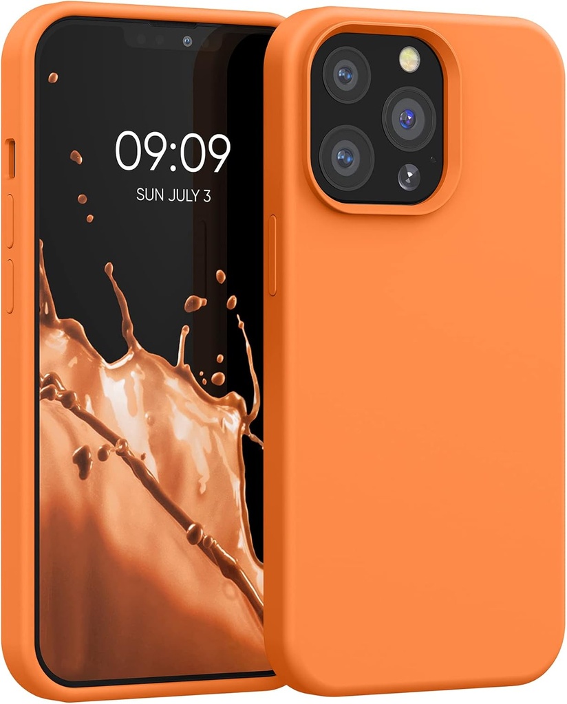 Husa kwmobile Compatibila cu Husa Apple iPhone 13 Pro - Husa Telefon Protectie Silicon Moale TPU - Portocaliu Fructat