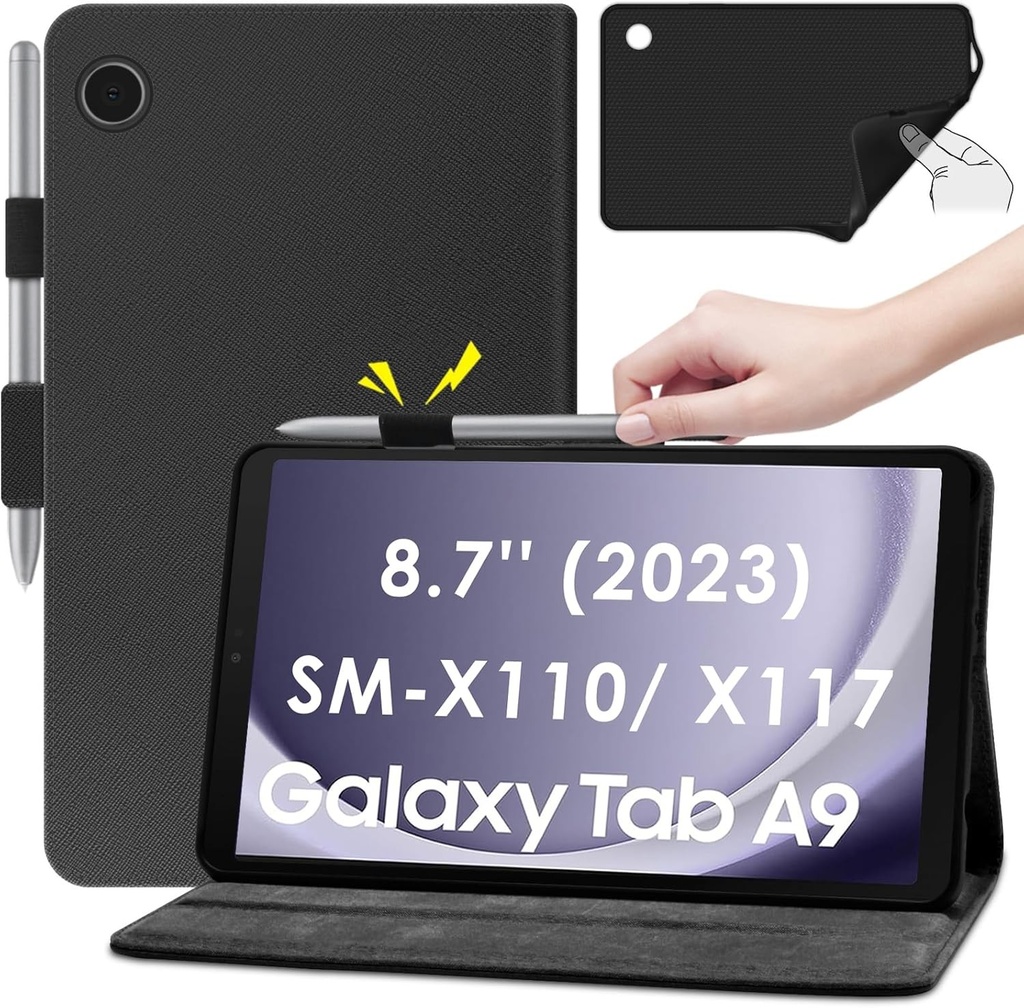 Husa KATUMO pentru Samsung Galaxy Tab A9 8.7 inch 2023 SM-X110, ultra subtire, premium, din piele PU, husa pentru carti, cu functie de trezire/dormire automata, husa de protectie pentru tableta A9